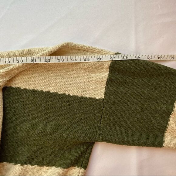Madewell Clairview Cream and Green Colorblock Cropped Knit Sweater Size Large - Picture 11 of 13